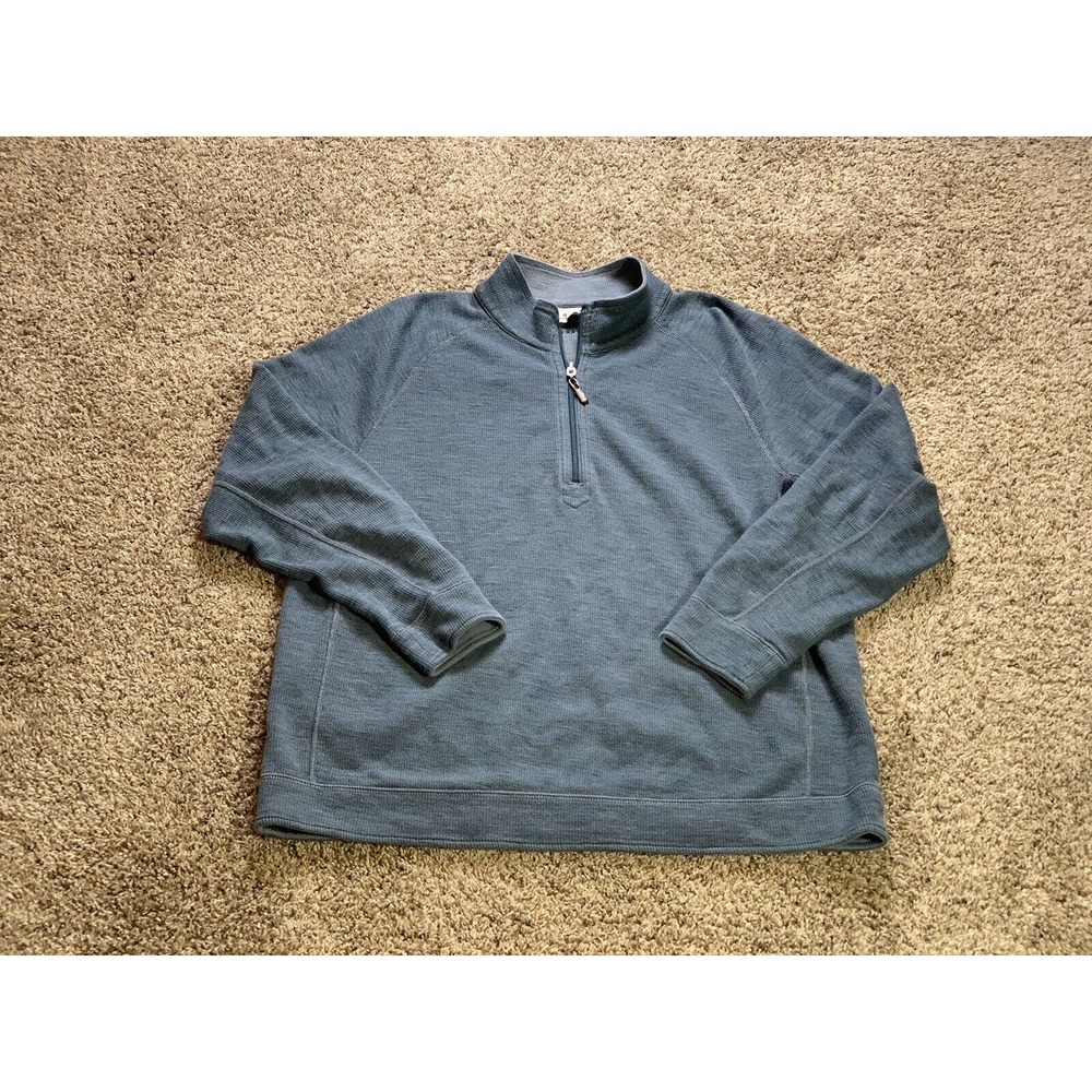 Tommy Bahama Sweater Large Blue Mens Marlin Mock Neck Pullover Casual Outdoor